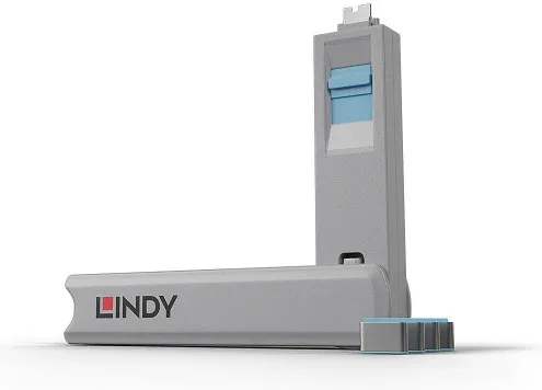 Lindy 40465 bloqueador de puerto Bloqueador de puerto + clave USB Tipo C Azul Acrilonitrilo butadieno estireno (ABS) 1 pieza(s)