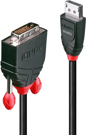 Lindy 41491 adaptador de cable de vídeo 2 m DisplayPort DVI-D Negro