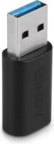 Lindy 41904 cambiador de género para cable USB 3.2 Type A USB 3.2 Type C Negro