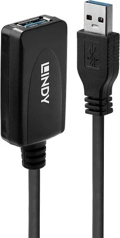 Lindy 43155 cable USB USB 3.2 Gen 1 (3.1 Gen 1) 5 m USB A Negro