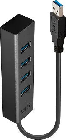 Lindy 43324 hub de interfaz USB 3.2 Gen 1 (3.1 Gen 1) Type-A 5000 Mbit/s Negro