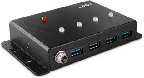 Lindy 43374 hub de interfaz USB 3.2 Gen 1 (3.1 Gen 1) Type-B 5000 Mbit/s Negro