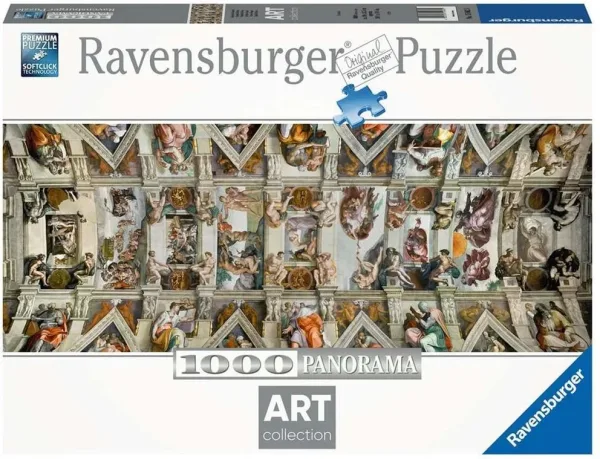 Puzzle panorama ravensburger michelangelo: bóveda de la capilla sixtina 1000 piezas