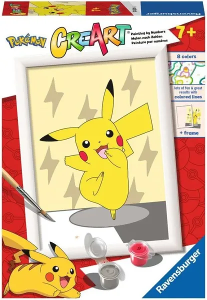 Kit para pintar con números ravensburger creart serie e pokemon: pikachu