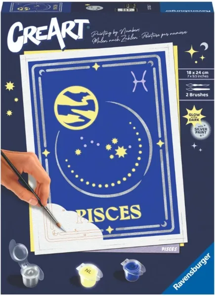 Kit para pintar con números ravensburger creart serie trend d zodiac: piscis
