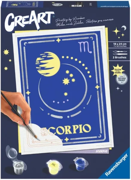 Kit para pintar con números ravensburger creart serie trend d zodiac: escorpio