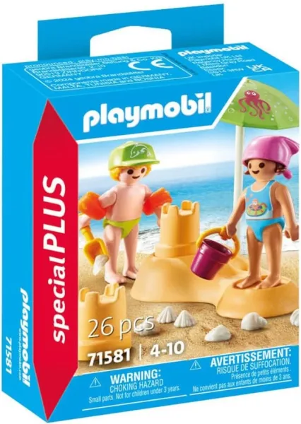 Playmobil niños con castillo de arena