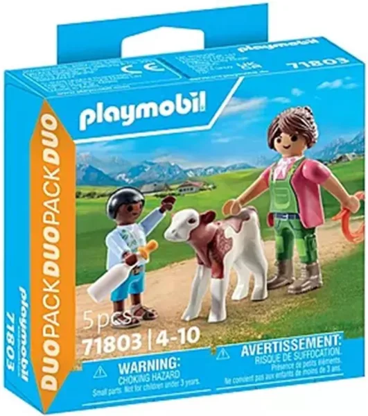 Playmobil -  granjera con ternero