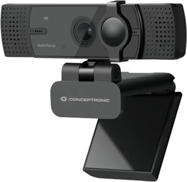 Webcam 4K conceptronic amdis07b 8.3mp -  4K ultra HD - USB - angulo vision 80º - enfoque automatico - doble microfono integrado