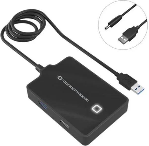 Hub USB 2.0 -  3.0 conceptronic hubbies10b 4 puertos y cable de 90cm