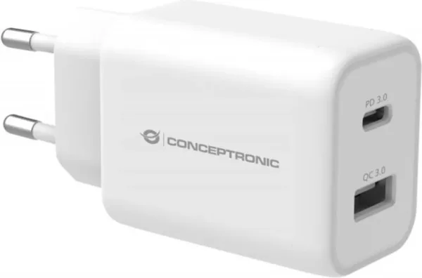 Cargador conceptronic carga rapida pd 1 puerto USB - a althea - 33w - blanco