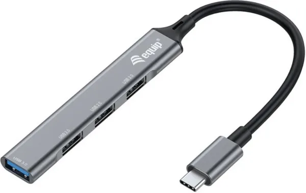 Hub USB tipo c equip life 1 x USB tipo c - 3 x USB 2.0 - aluminio