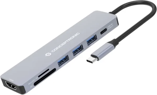 Hub USB tipo c conceptronic donn19g 1 x HDMI - 3 x USB 3.2 - 1 x USB tipo c - lector SD - lector micro SD