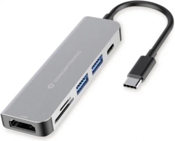 Adaptador hub 6 en 1 conceptronic USB tipo c a HDMI - usbc - USB 3.0 - SD - tf