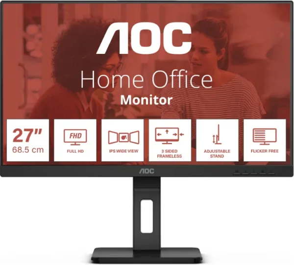 Monitor AOC 24E3QAF 23.8"/ Full HD/ Multimedia/ Regulable en altura/ Negro
