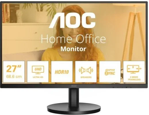 Monitor Profesional AOC U27B3A 27"/ 4K/ Multimedia/ Negro