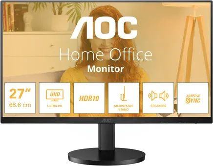 Monitor Profesional AOC U27B3AF 27"/ 4K/ Multimedia/ Regulable en altura/ Negro