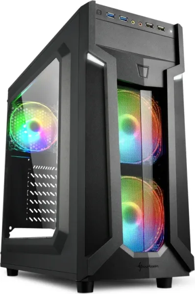 Caja Atx Sharkoon Vg6-W RGB 2Xusb3.0 RGB  sin Fuente Negro