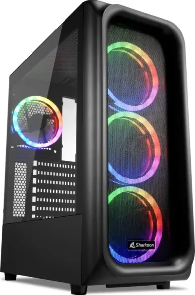 CAJA ATX SHARKOON TK5M RGB 2XUSB3.0 1XUSBtipoC SIN FUENTE NEGRO