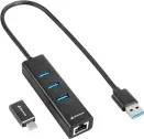 Hub USB Sharkoon 3X3.2 Gen 1 + Rj45  Aluminio Negro