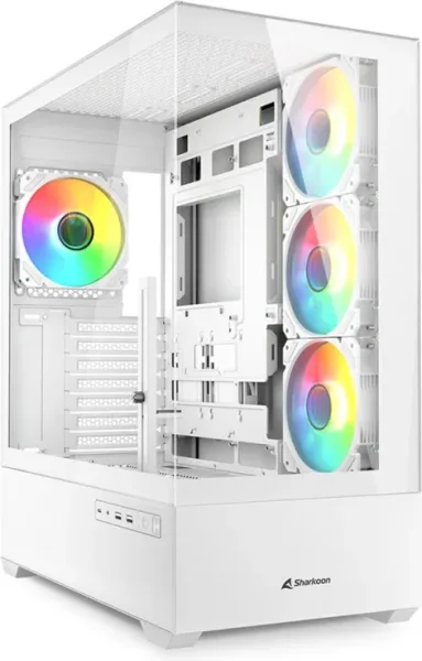 Caja Gaming Atx Sharkoon Ak6 Tgv 4Xvent 120Mm 2Xusb Sn Fuente Blanco