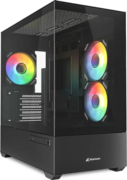 CAJA GAMING mATX SHARKOON MK6 RGB 3XVENT 120MM 2XUSB SN FUENTE NEGRO