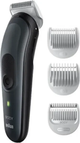 Afeitadora corporal braun bodygroom bg3340 skinshield -  auto. 80m -  3 peines -  bateria