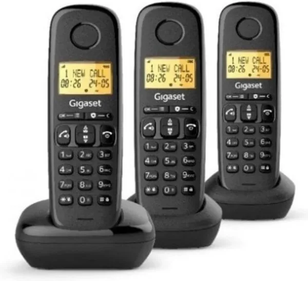 Teléfono Inalámbrico Gigaset Basic 100/ Pack TRIO/ Negro