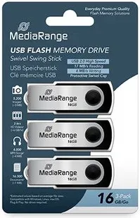 Pendrive 16GB USB 2.0 Mediarange 3 Pack