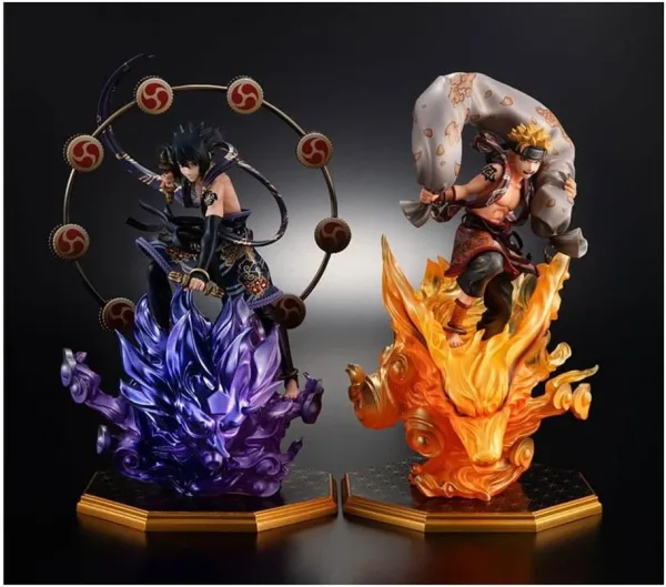 Pack 2 figuras megahouse naruto shippuden naruto dios del viento + sasuke dios del trueno