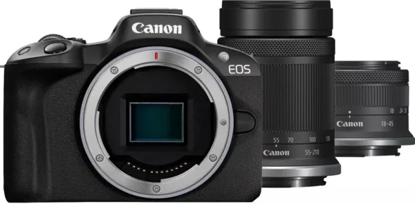 Camara reflex canon eos r50 bk + rf - s 18 - 45 is stm+rf - s 55 - 210 is stm 24.2mpx negro