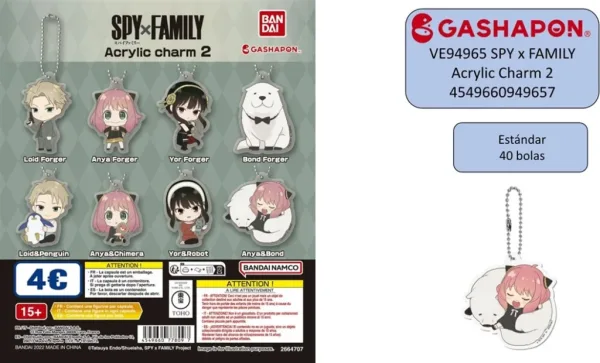 Set gashapon figuras bandai lote 40 articulos spy x family acrylic charm 2
