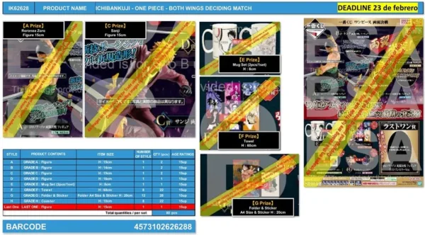 Ichiban kuji banpresto one piece both wings deciding match lote 80 articulos cupones sorpresa