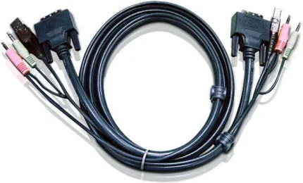 Aten Cable Kvm DVI-I Single Link USB de 1,8 M (2L-7D02Ui) Compatible con (Extensores Ke* y Switches Cs1*)