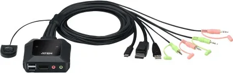 Aten 2-Port USB-C DisplayPort Hybrid Cable Kvm Switch (Cs52Dp-At) (Cp20)