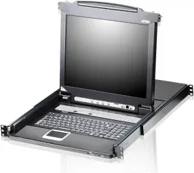 Aten Consola Cl5708M (Spanish Keyboard / 2X-K06 Sg) 8-Port Single Rail 17" LCD Kvm Switch With USB Peripheral Support, Broadcast Mode, Daisy Chain And External Console (USB - Ps/2 VGA)
