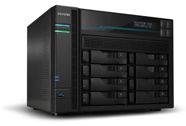 Nas Asustor Tower 8 Bay Quad-Core 8GB DDR4 10 Gbe X 2 2.5 Gbe X 2 USB 3.2