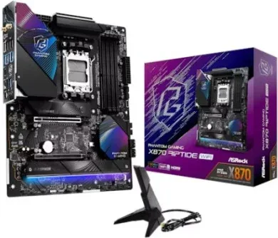 Placa Asrock X870 Riptide WiFi,Amd,Am5,X870,4Ddr5,256GB,2Usb4+HDMI,4Sata3,3M.2,2Usb4,9Usb3.2,1Usb Type-C,Lan2.5GB,Wifi7+Bt,Atx