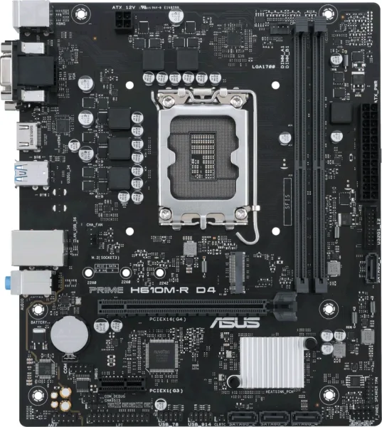 Placa base asus intel prime h610m - r d4 m - atx -  2x DDR4 -  4x sata3 -  2x USB 3.2 -  2x USB 2.0 90mb1b40 - m0ecy0