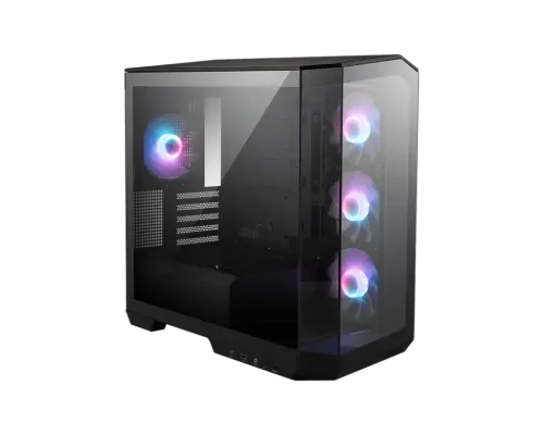 Caja Msi Mag Pano M100R Pz,2X2.5"+1X2.5"/3.5”+1X3.5”,3X120Mm+1X120Mm (ARGB),1Xusb3.2+1Usb3.2 Type C+Audio+Micro,Mid Tower,Negra (Admite Placa Zero)