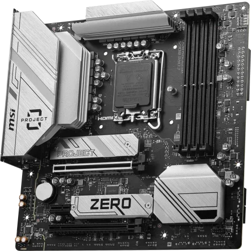 Placa Msi B760M Project Zero,Btf,Intel,1700,B760,4Ddr5,256GB,HDMI+Dp,4Sata3/6G+2M.2,9Usb3.2,2.5GB+Wifi6E+Bt5.3,Matx