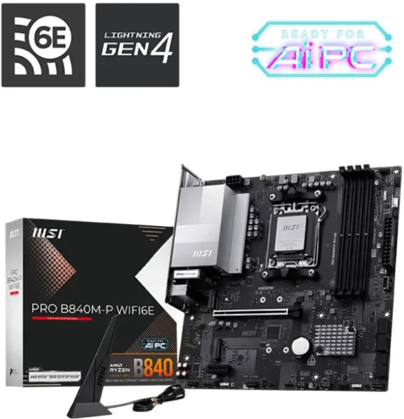MSI PRO B840M-P WIFI6E placa base AMD B840 Zócalo AM5 micro ATX