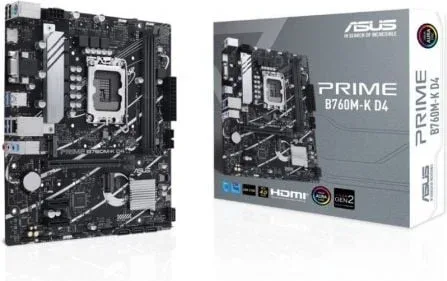 Placa Asus Prime B760M-K D4,Intel,1700,B760,4Ddr4,Gb,VGA+HDMI,4Sata+M.2,2.Gblan,5Usb 3.2+1Usb-C,2.5GB,Matx