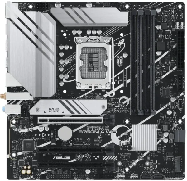 Placa Asus Prime B760M-A WiFi,Intel,1700,B760,4Ddr5,128GB,2Hdmi+Dp,4Sata+2M.2,2Usb 3.2+USB-C,2.5GB+Wifi6E+Bt5.2,Matx