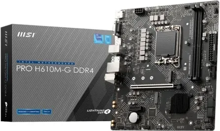 Placa Msi Pro H610M-G,Intel,1700,H610,2Ddr5,96GB,VGA+HDMI+Dp,4Sata3+1M.2,2Usb2.0,2Usb3.2,USB-C,1Gblan,Matx