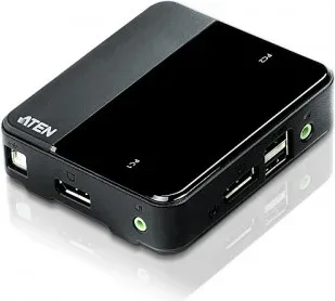 Aten Switch Kvm DisplayPort/Audio USB de 2 Puertos (Compatible con 4K, Cables Incluidos) (Cs782Dp-At)