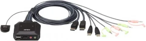 Aten Switch Kvm Formato Cable DisplayPort USB de 2 Puertos Selector Remoto de Puerto (Cs22Dp-At)