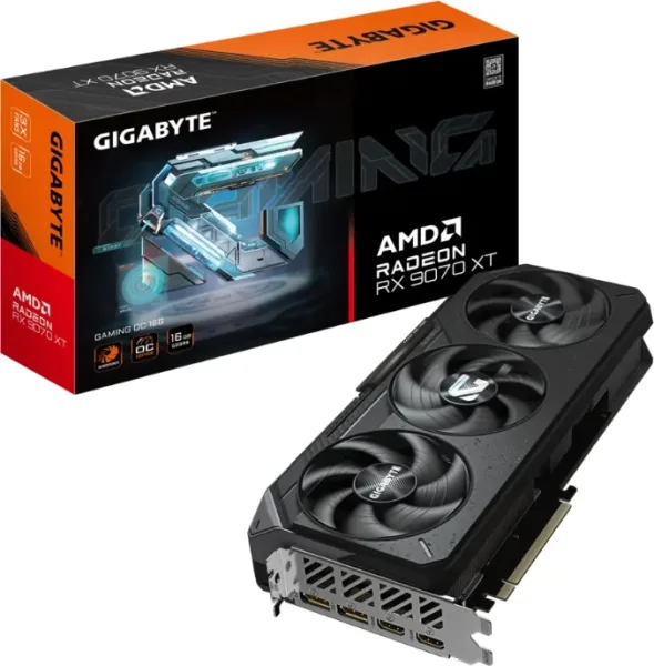 VGA Gigabyte Gv-R9070Xtgaming Oc-16Gd,Amd,Rx9070Xt,16GB,Gddr6,256Bit,2Hdmi+2Dp,Windforce (3 Ventiladores)