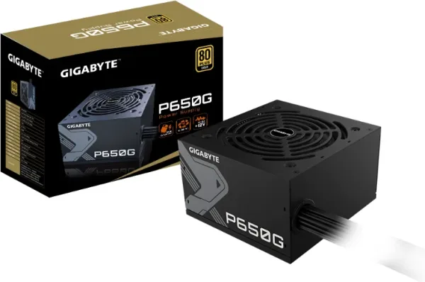 GIGABYTE P650G PCIe 5.1 Fuente de alimentación – PCIe 5.1, 80 PLUS Silver, ventilador de 120mm, compatible con ATX 3.1, enchufe EU