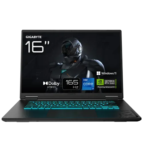 GIGABYTE GAMING A16 CWH Portátil Gaming - 16,0“, 165Hz WQXGA, Intel Core i7-13620H, NVIDIA RTX 5070, 32GB DDR5 5200MHz, 1TB Gen4 SSD, Win 11 Home, Garantía de 2 años, Dolby Atmos, GAMING A16 CWHI3ES864SH